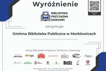 Wyróżnienie Biblioteka Przyjazna Dzieciom